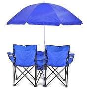 Portable Double Folding Beach Chair with Umbrella © Ⓢ