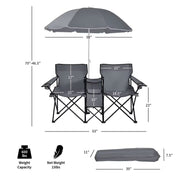 Portable Double Folding Beach Chair with Umbrella © Ⓢ