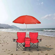 Portable Double Folding Beach Chair with Umbrella © Ⓢ
