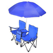 Portable Double Folding Beach Chair with Umbrella © Ⓢ