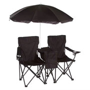 Portable Double Folding Beach Chair with Umbrella © Ⓢ