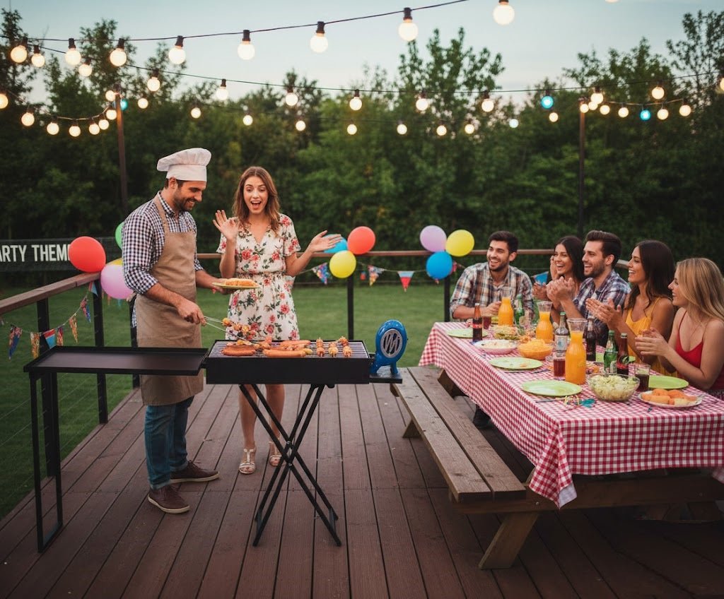 Portable Outdoor Charcoal Grill with Side Table © Ⓢ