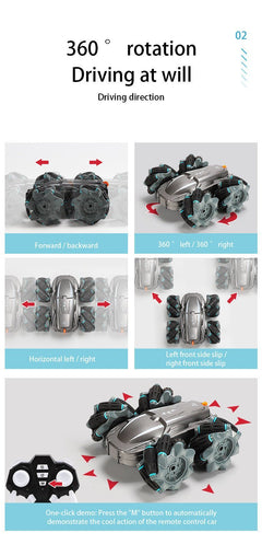 Remote Control Tumbling Stunt Double-Sided Car  Rotating Charging Light Drift Racing Car